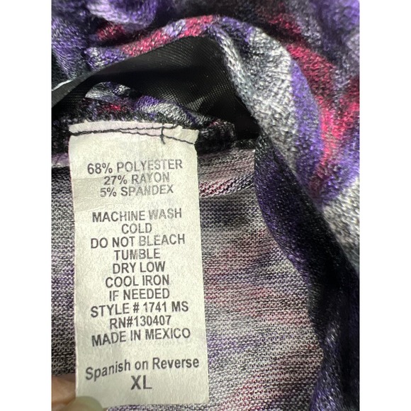 Mixxology LA Women XL Purple Chevron Short Sleeve Drape Cropped Cardigan Shrug - Picture 2 of 6